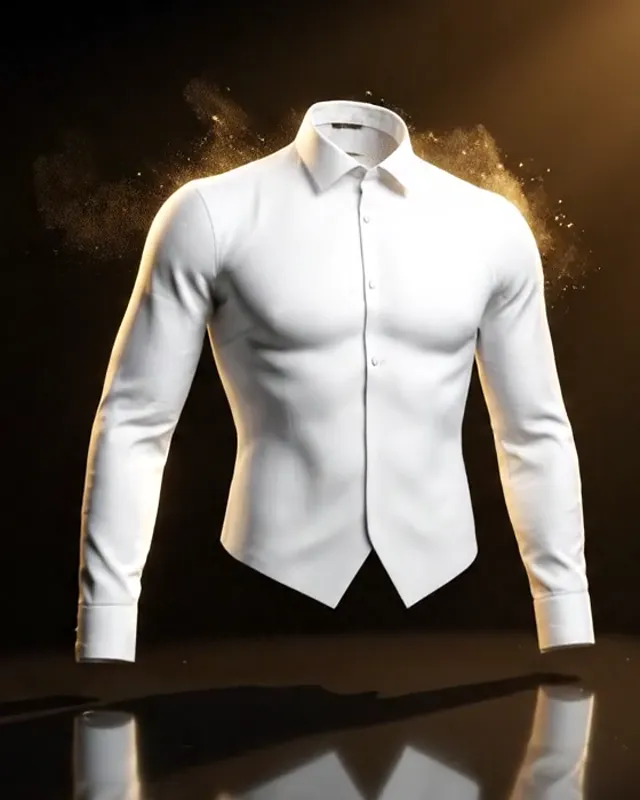 White athletic fit dress shirt on a mannequin