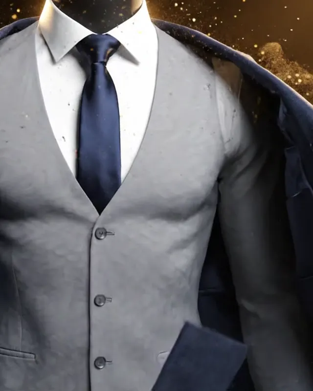 Waistcoat and tie being assembled over a dress shirt